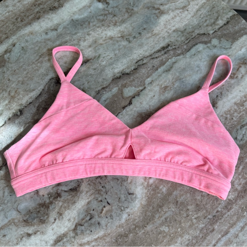 Alo Yoga Alosoft lounge bra pink macaron strappy bralette workout top